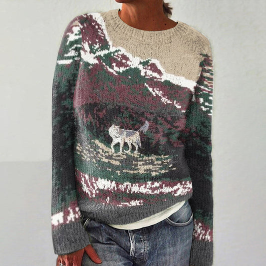 Vintage Timberwolf Jacquard Crew Neck Sweater elevenforest