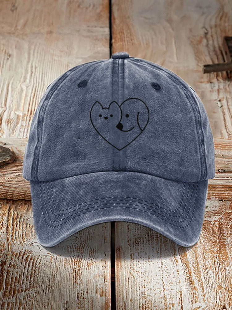Comstylish Unisex Casual Pet Dog And Cat Print Washed Hat