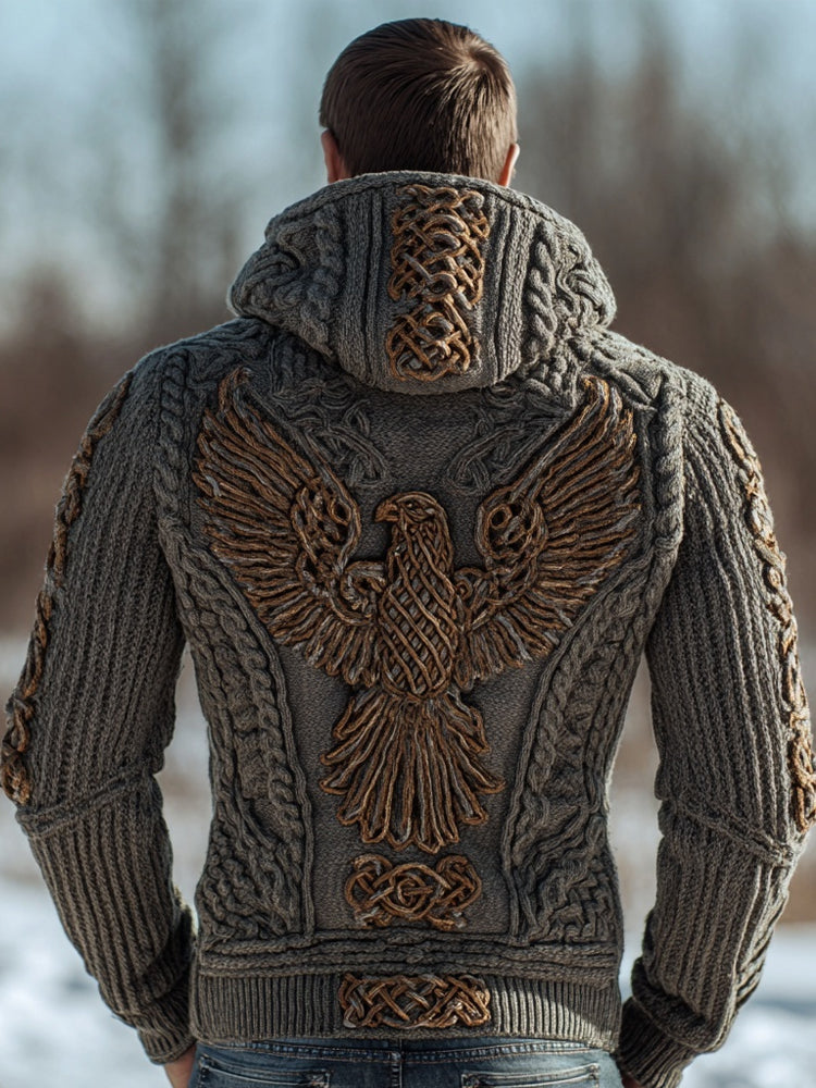 Men's Viking Tribal Eagle Celtic Cozy Hooded Sweater artswardrobe