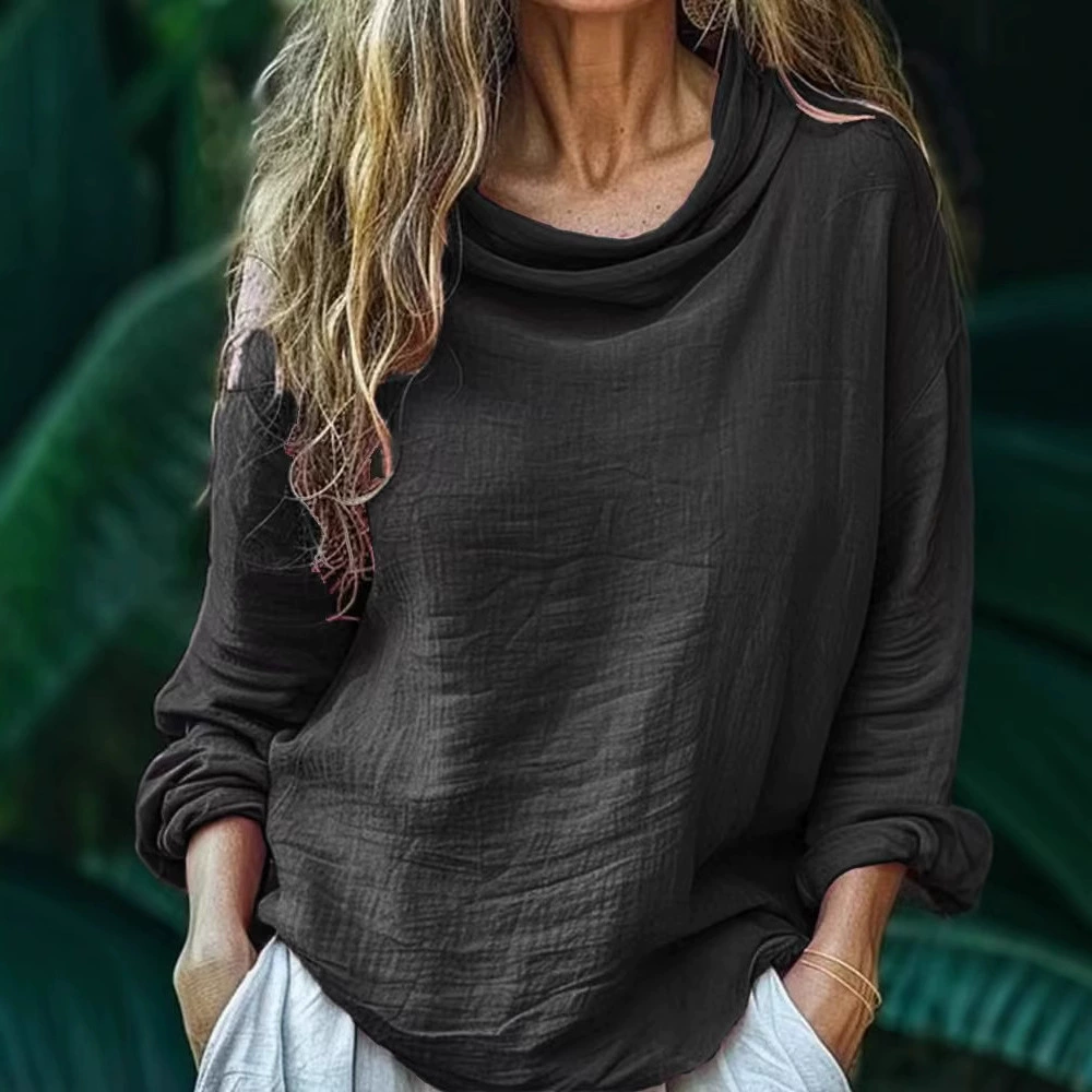 Comstylish Vintage Bohemian Style Linen Long Sleeve Shirt