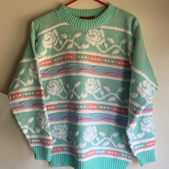 Vintage Rose Embroidery Knitted Cozy Warm Sweater elevenforest