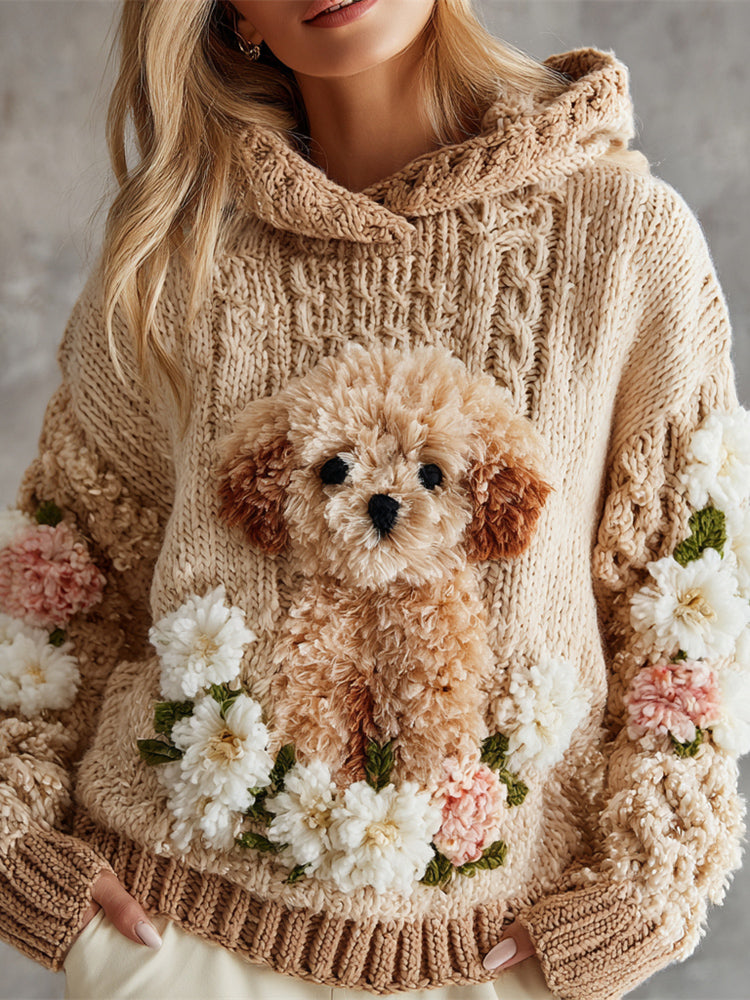 Plush Puppy Women's Chunky Knit Twist Hooded Sweater elevenforest