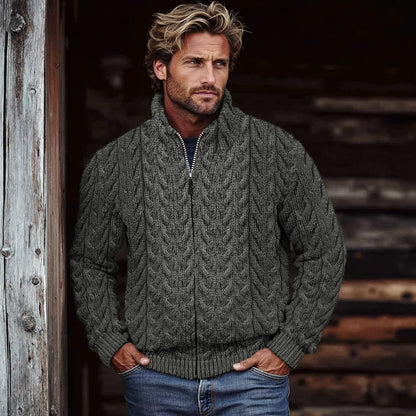 Men's Super Soft Honeycomb Zipper Aran Sweater elevenforest