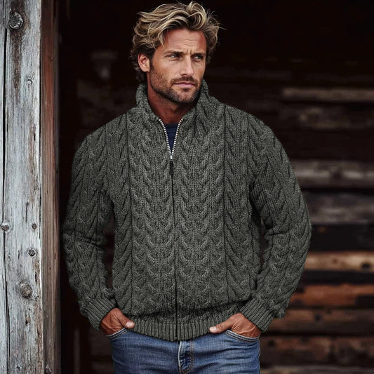 Men's Super Soft Honeycomb Zipper Aran Sweater elevenforest