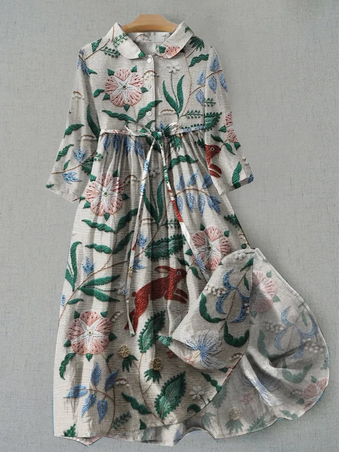 ER | Maxi abito floreale con bottoni