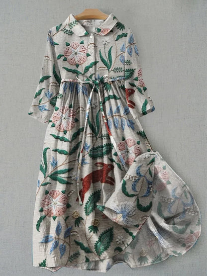 ER | Maxi abito floreale con bottoni