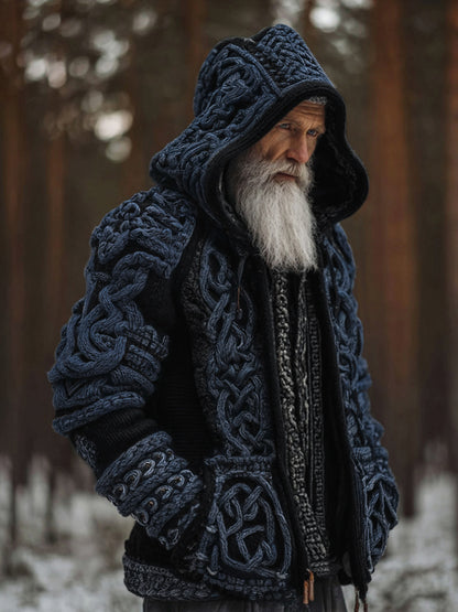 Men's Viking Celtic Knot Contrast Button Cozy Cardigan Sweater artswardrobe