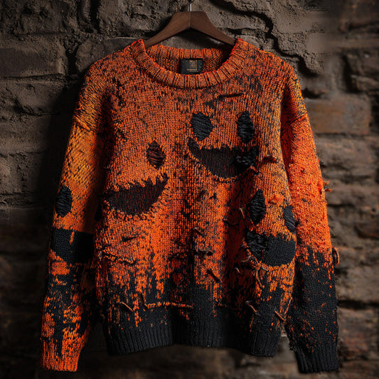 Vintage Halloween Ghost Face Embroidered Sweater elevenforest