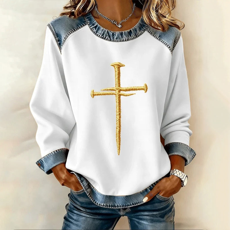 Comstylish Women's Christmas Faith Print Sweatshirt