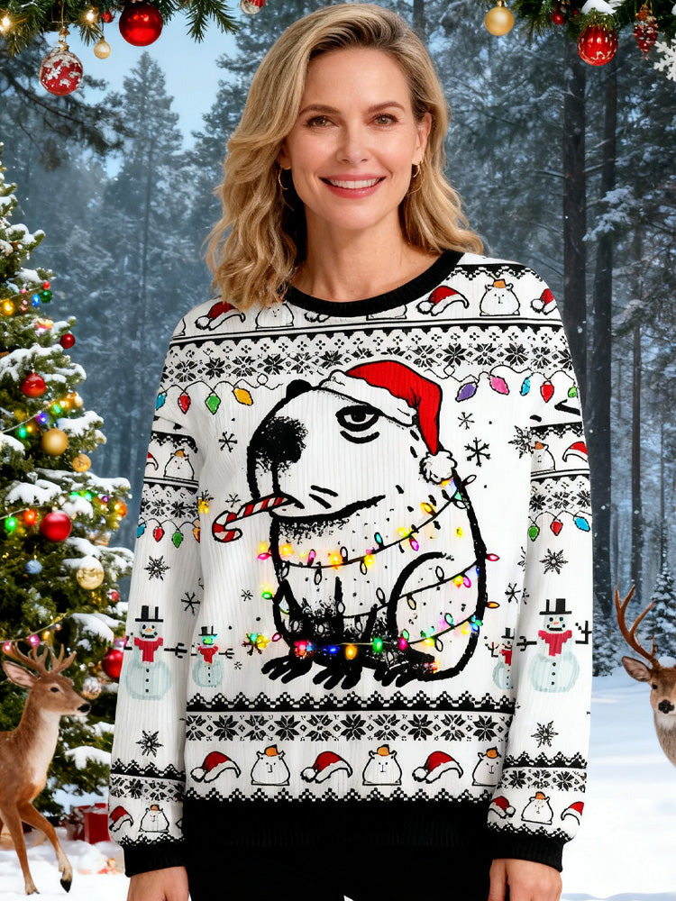 Comstylish Capybara Smoking Christmas Ugly Sweatshirt