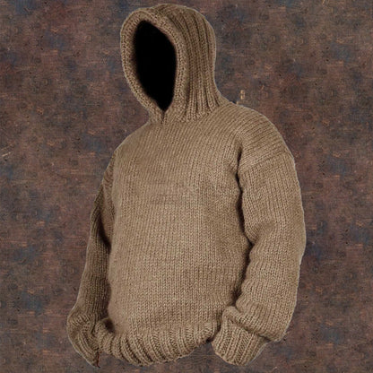 Vintage Cable Knit Basic Hooded Sweater artswardrobe