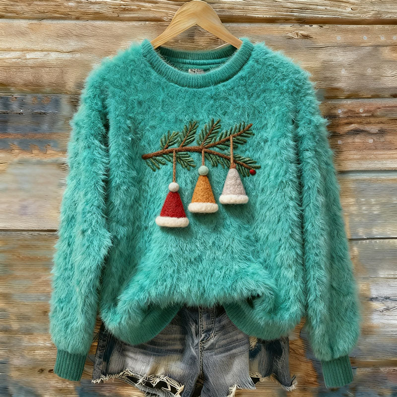 Women's Cute Christmas Hat Art Cozy Plush Sweater