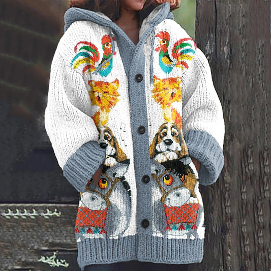 Vintage Party Animal Knitted Jacquard Women's Sweater elevenforest