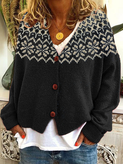 Vintage Jacquard Pattern Cozy Knit Cardigan elevenforest