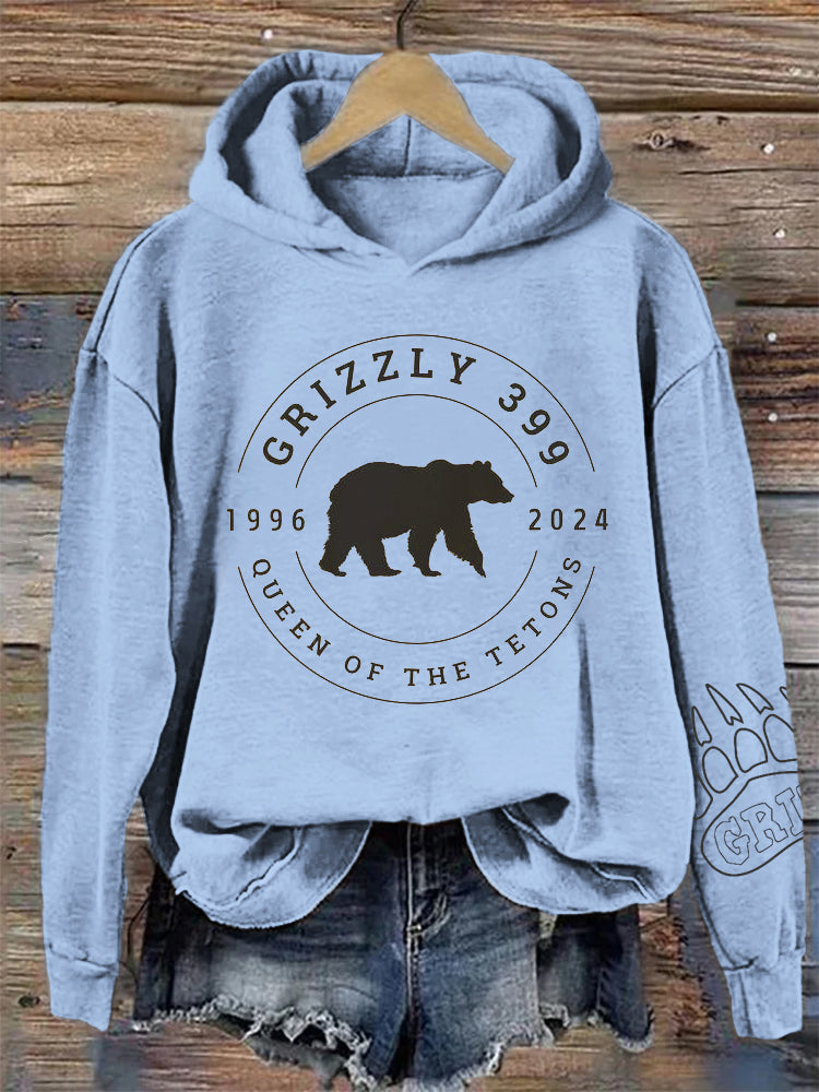 Comstylish Vintage Bear 399 Paw Print Hooded Sweatshirt