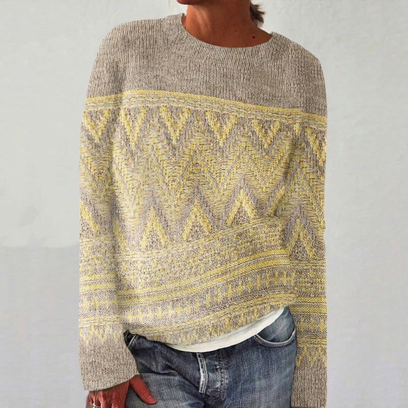 Vintage Geometric Crew Neck Sweater elevenforest
