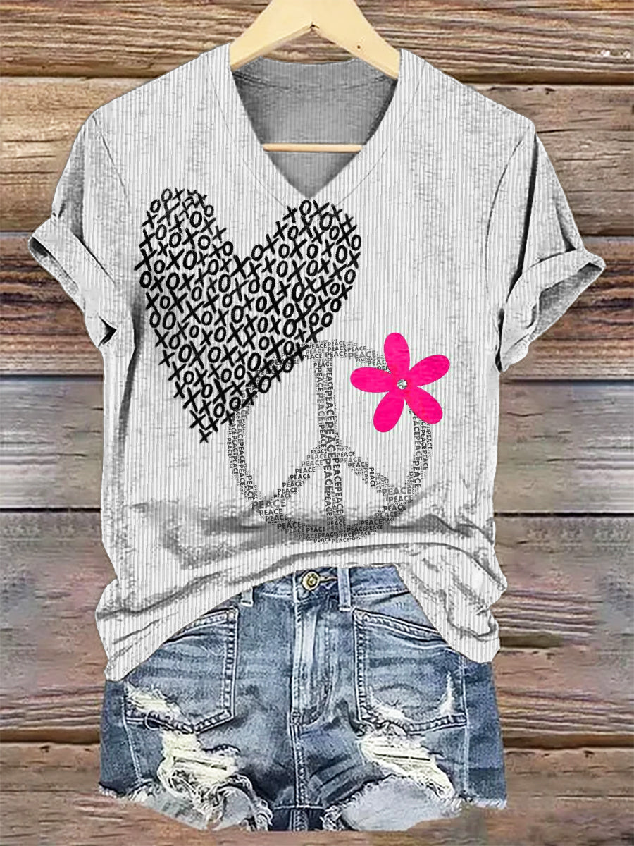 Women's Art Painting Hippie Print V-Neck T-Shirt