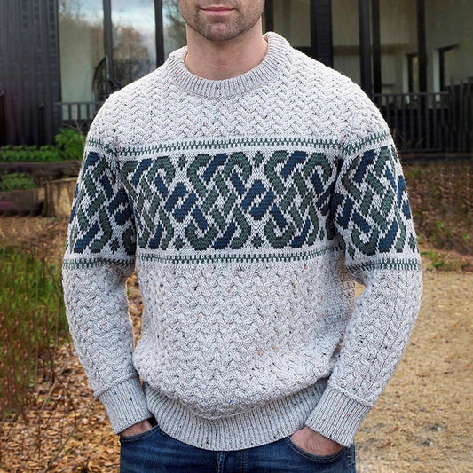 Vintage Knitted Jacquard Iceland Crew Neck Sweater elevenforest