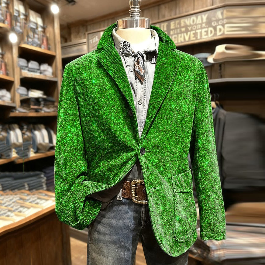 Comstylish Men's Retro Christmas Print Casual Blazer