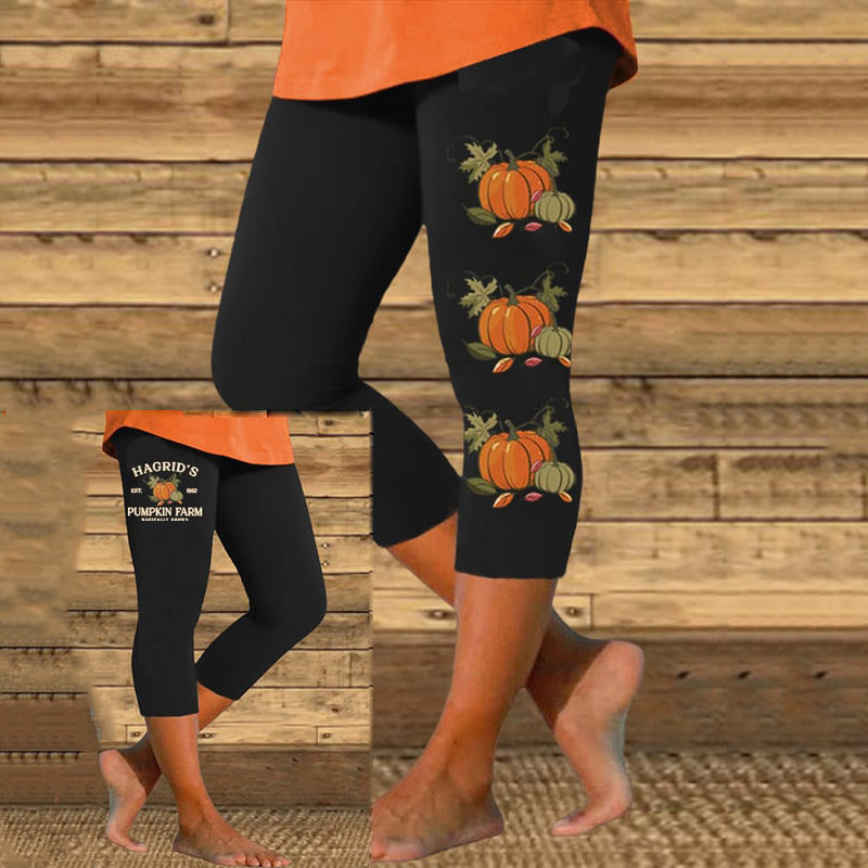 Women's Hagrid's Pumpkin Farm Print Leggings artswardrobe