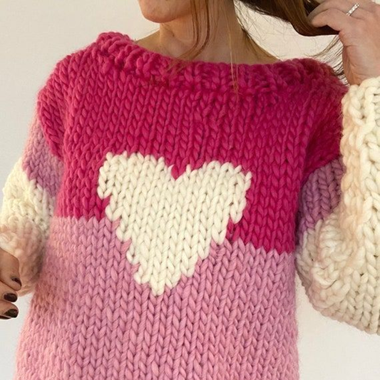 Valentine Vibes Valentine Heart Art Print Knitted Pullover Sweater elevenforest