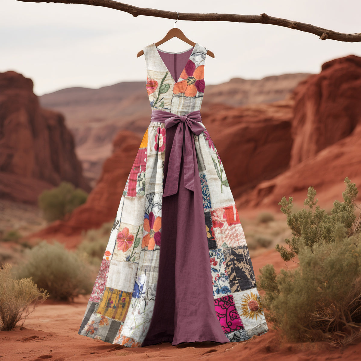 Vintage Floral Patchwork Pattern Art Tank Dress artswardrobe