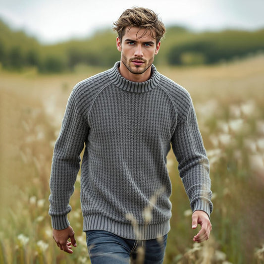 Men's Vintage Herringbone Loose Warm Sweater artswardrobe