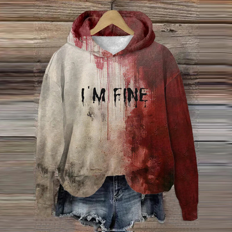 Comstylish Men's Bloody I'm Fine Halloween Printed Hooded