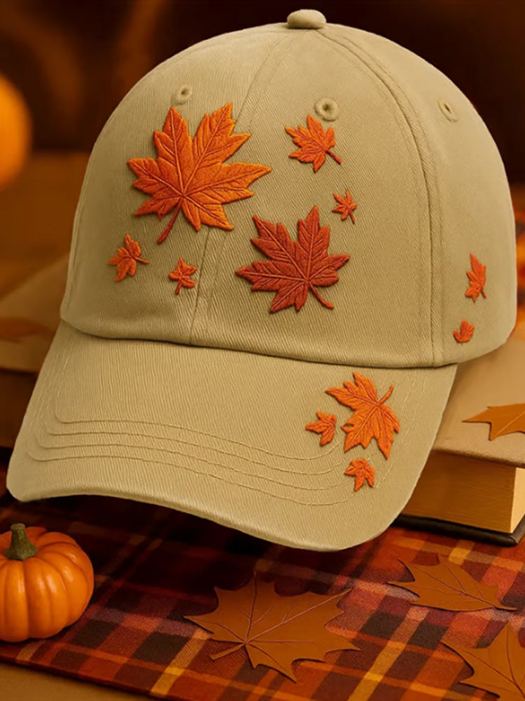 Unisex Fall Maple Leaf Print Hat artswardrobe
