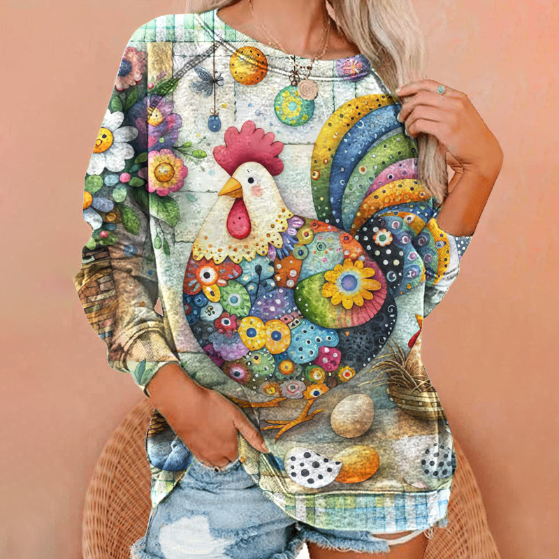 Turkey Floral Thanksgiving Print Women's Sweatshirt artswardrobe