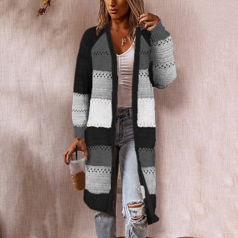 Vintage Contrast Cutout Sweater Cardigan elevenforest