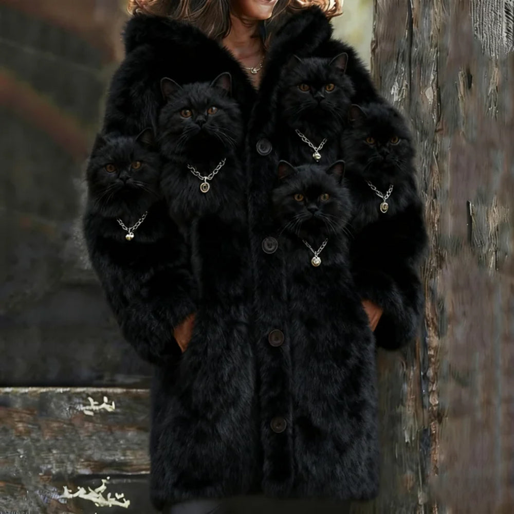 Comstylish Noble Kitten Thick Hooded Cardigan Sweater