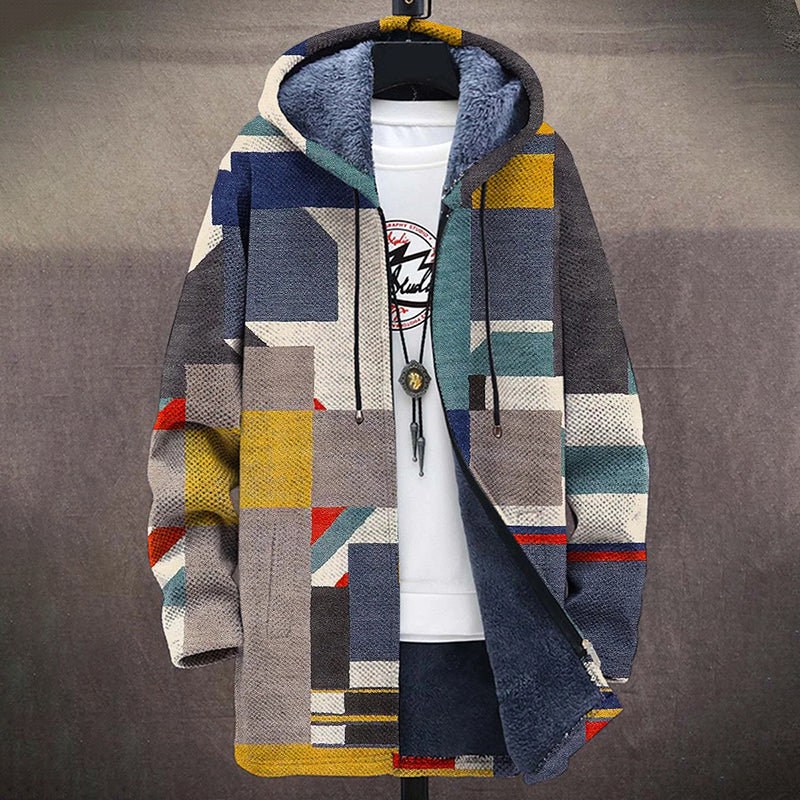 Retro Geometric Pattern Plush Thickened Long Sleeved Sweater Jacket Cardigan elevenforest