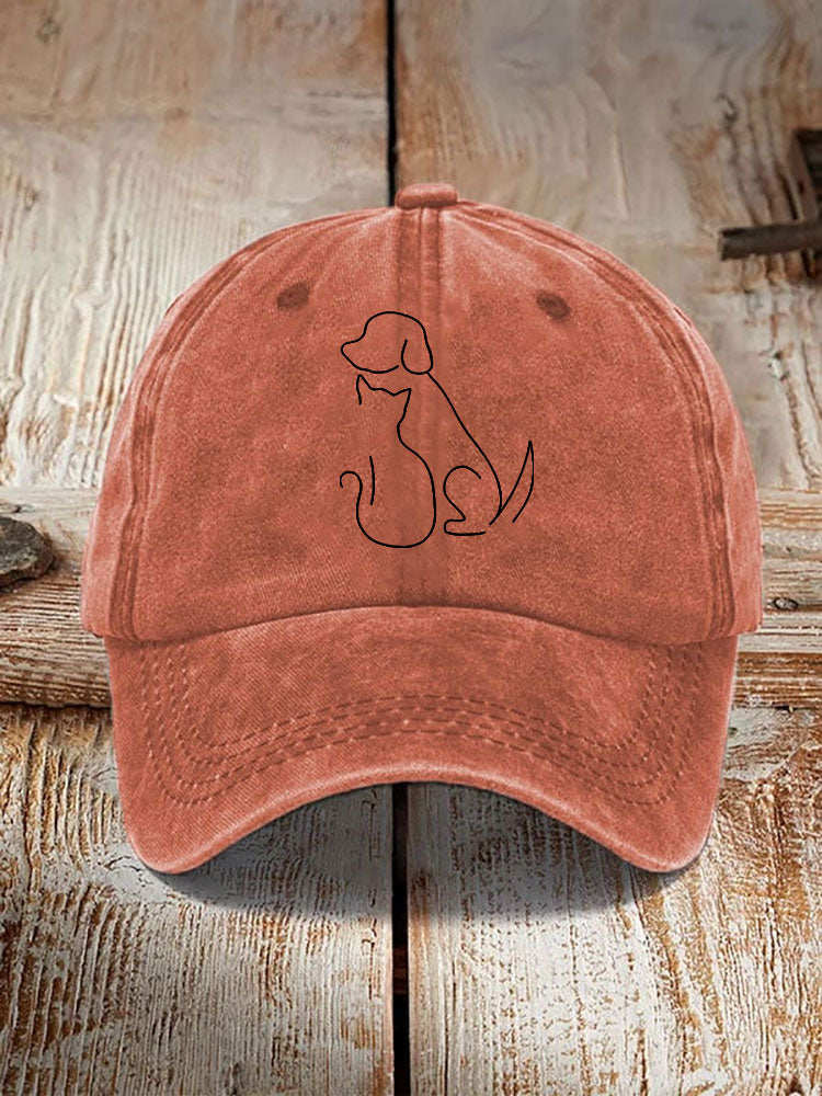 Comstylish Unisex Casual Pet Dog And Cat Print Washed Hat