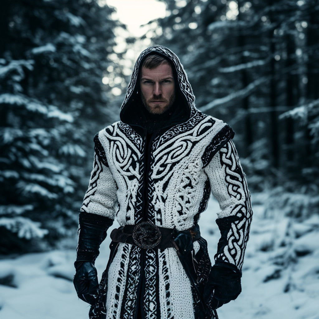 Men's Vintage Viking Celtic Mythology Hooded Cardigan artswardrobe