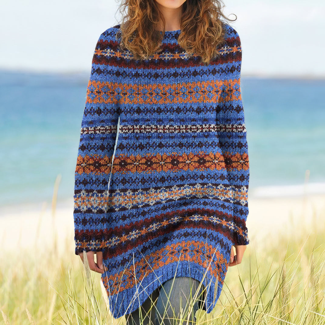 Vintage Icelandic Pattern Knit Jacquard Sweater Dress elevenforest