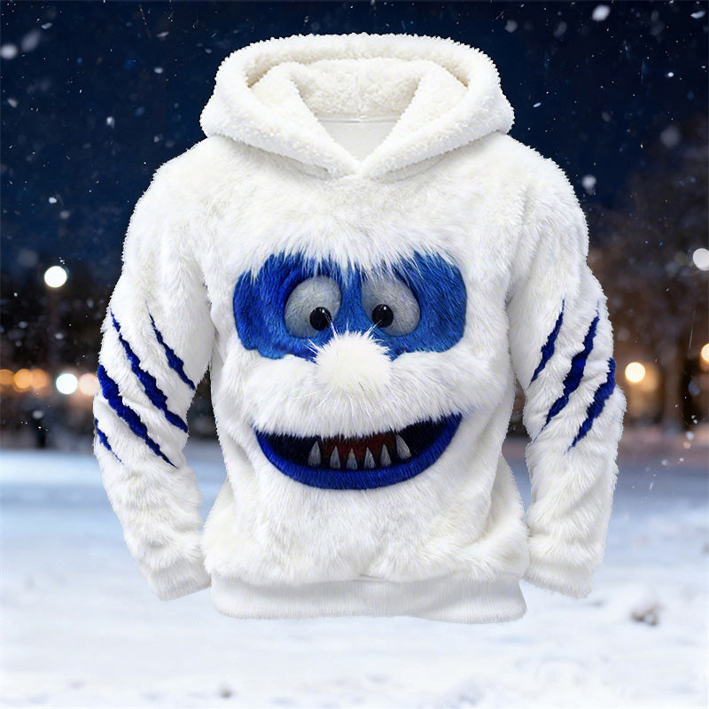 Men's Ice Monster Scratch Cozy Plush Hoodie artswardrobe