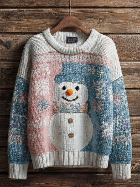 Comstylish Winter Cute Snowman Pattern Women's Knitted Warm Sweater