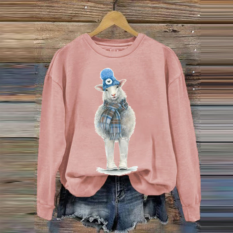 Vintage Scotland Sheep Print Casual Sweatshirt artswardrobe
