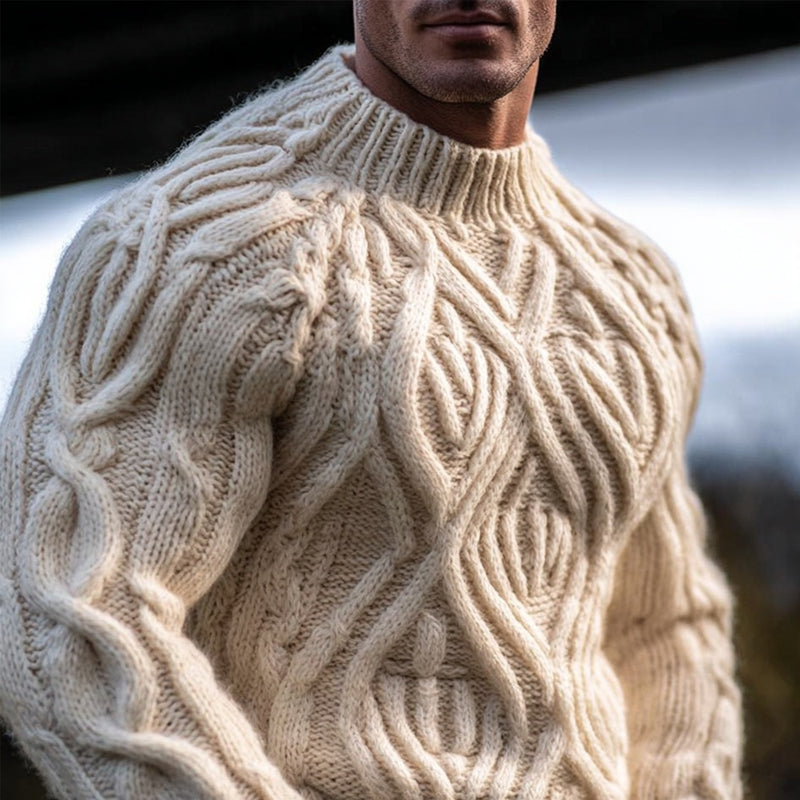 Men's Viking Celtic Jacquard Chunky Turtleneck Sweater artswardrobe
