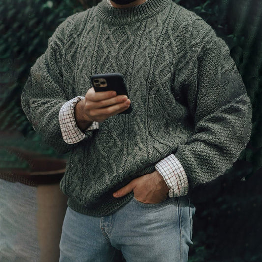 Mens Vintage Fair Isle Jacquard Weave Knitted Sweater artswardrobe