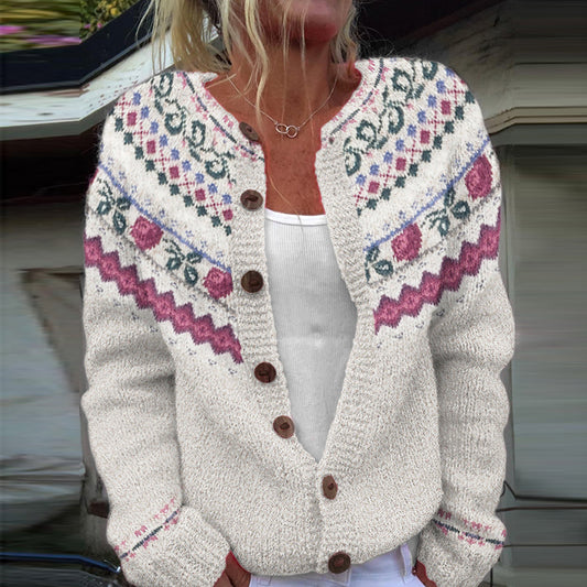 Vintage Fairman Island Floral Art Pattern Cozy Sweater elevenforest