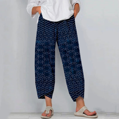 Comstylish Vintage Traditional Japanese Sashiko Art Linen Pants