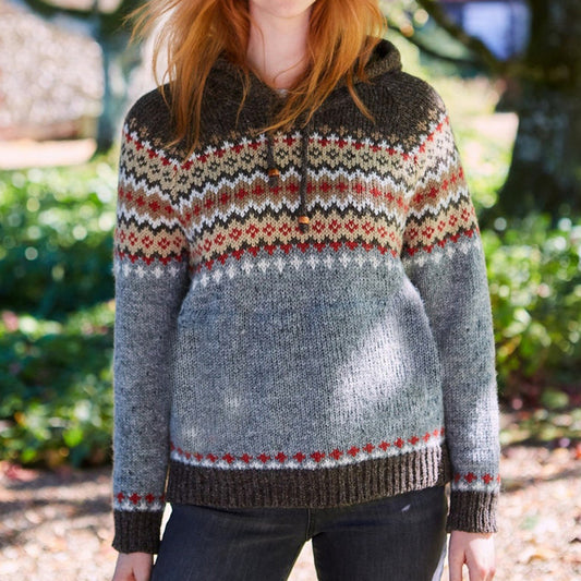 Vintage Knitted Jacquard Fairman Pattern Cozy Hooded Sweater elevenforest