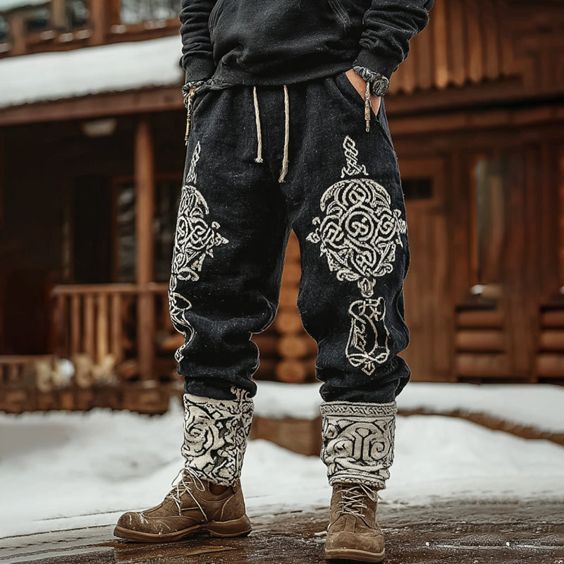 Men's Viking Tribal Celtic Geometry Pattern Art Knit Sweatpants artswardrobe