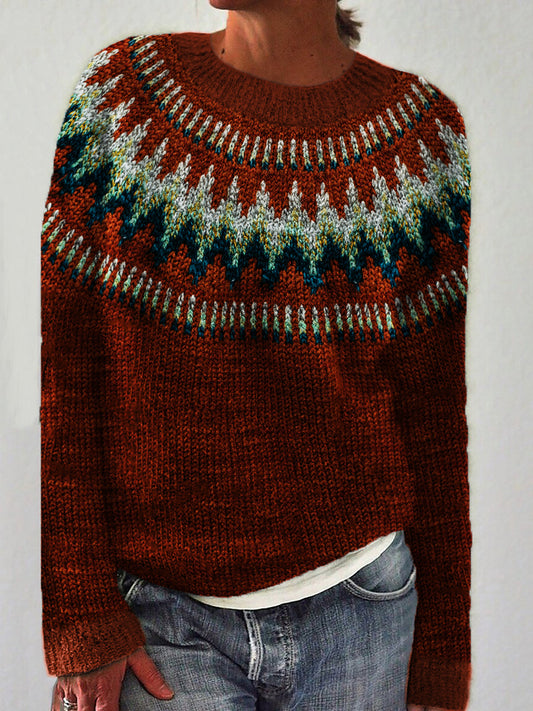 Forest Inspired Cozy Knit Yoke Sweater elevenforest