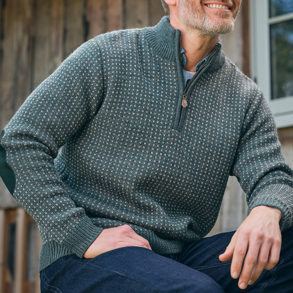 Vintage Icelandic Knit Warm Zip-Up Sweater elevenforest