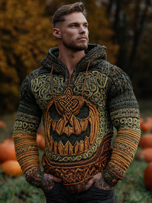 Men's Vintage Halloween Viking Embroidered Sweater artswardrobe