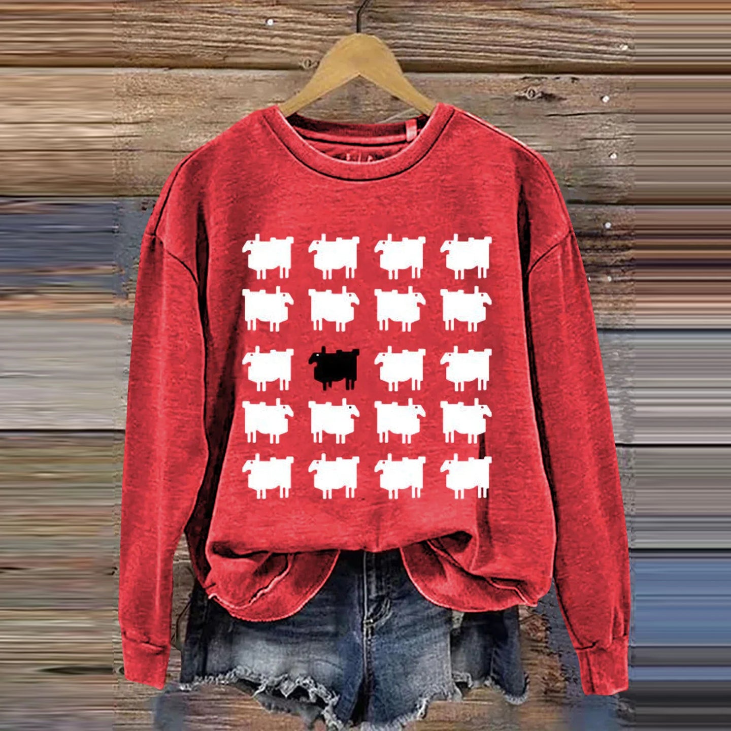 Comstylish Diana's Black Sheep Jumper Print Casual Sweatshirt