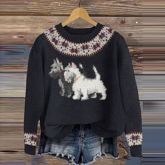 Vintage Funny Puppy Knitted Icelandic Sweater elevenforest